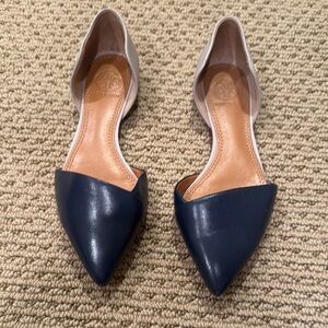 Tory Burch Blue and Tan Flats with Pointed Toe